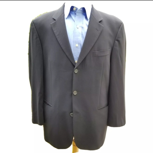 Hugo Boss Mens 42R 42 Black Suit Jacket Textured 3